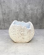 Ceramic Wood Trunk Vase White 8"