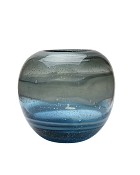 Blue Swirl Glass Sphere Vase 7.25"H