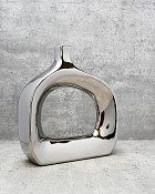 Chrome Finish Open Ceramic Vase 11"