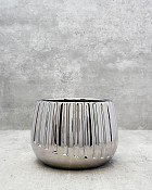 Two Tone Electra Ceramic Silver Container 6" Diameter x 4.5"