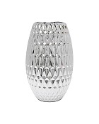 Embossed Diamond Ceramic Bullet Vase 9.75" Silver