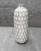 Carved Divot Resin Tall Vase White  5.5" Diameter x 15"