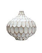 Carved Divot Resin Bubble Vase 9" Diameter x 9" White