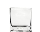 Rectangular Clear Glass Vase 5"H