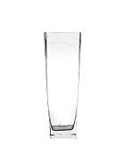 Square Tapered Clear Glass Vase 14"H