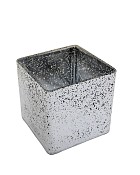 Square Glass Vase Silver/Black 4" x 4" x 4"