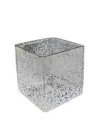 Square Silver Glass Vase 4"H