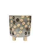 Flower Planter with Feet Blue/Grey Container 6.25"