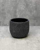 Mesh Texture Black Cement Container 7" Diameter