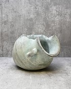 Tipped Urn Concrete Planter Green Wash 6"