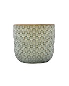 Small Green Check Textured Planter 4" - Opal