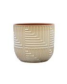 Small White Check Textured Planter 4"