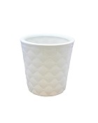 Tapered White Triangle Embossed Ceramic Container 4.75" x 4.5"