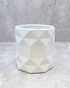 Diamond Pattern White Ceramic Container 4.5" x 4.7"