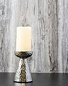 Hammered Ceramic Cone Candle Holder 7.5" Silver Finish