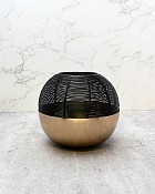 Wire Top Brushed Gold Ball Tealight  7" Diameter x 5.5"