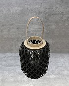 Small Bamboo Black Lantern 11" x 11" x 14"