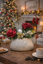 Festive holiday arrangement with cozy ambiance