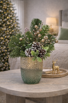Festive holiday arrangement with reindeer