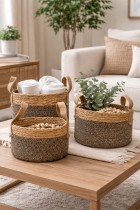 Woven baskets with natural textures
