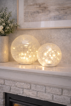 Soft glow on white mantel