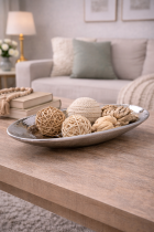 Decorative bowl with neutral accents