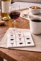 Coaster game with wine and coffee