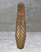 CT-9520-BRG-245:2Deco Ceramic Brown/Gold Vase 24.5"