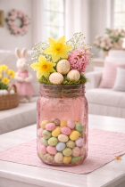 Centre de table printanier en rose