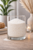 Verre cylindrique avec gravier blanc