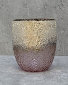 Textured Pink Metallic Lustre Glass 7"H