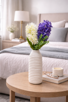 Elegant hyacinths in cozy bedroom setting