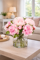 Bouquet de pivoines roses en vase