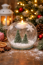 Festive holiday scene with snow globe