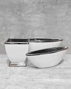 Silver Trim Elongated Bowl 15.5"L