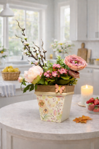 Floral elegance in a sunny kitchen