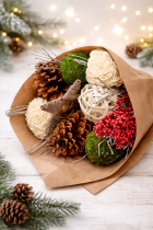 Handcrafted Christmas bouquet arrangement
