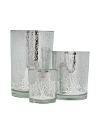 Grove Silhouette Silver Mirror Glass Hurricane Vase 4.5" x 5"