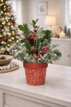Festive holiday arrangement on console table-2
