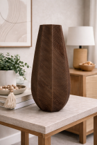 Elegant neutral decor with sculptural vase