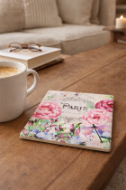 Parisian floral décor on coffee table