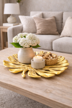 Decorative gold monstera leaf tray decor