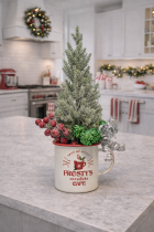 Festive kitchen decor with frosted mug