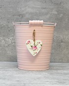 Round Metal Bucket - Pink 6.5"H