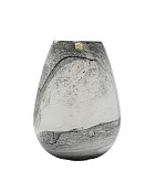 Marbled Black Swirl Glass Vase 9"H