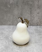 White Ceramic Silver Tipped Pear Sculpture 5.75"H