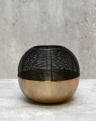 Wire Top Brushed Gold Ball Tealight 7"D