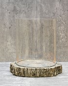 Glass Hurricane with Stone Base 10"H