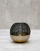 Wire Top Brushed Gold Ball Tealight 4"D