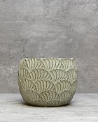 Round Scallop Planter Green 5.75"H